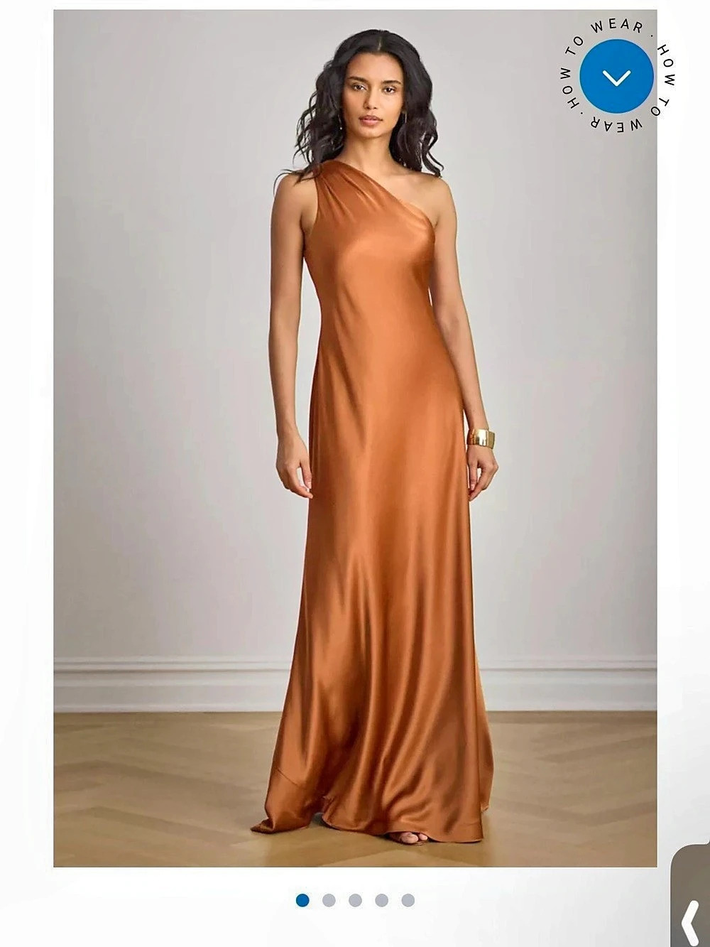 Lauren Ralph Lauren Satin Charmeuse One-Shoulder Gown in Brown